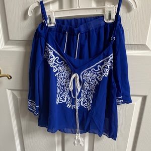 Girls blue top and shorts set